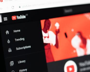 A close-up of the YouTube home screen on a user&#x27;s browser.