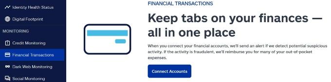 Allstate Identity Theft Protection website on the page to step up alerts for fraudulent financial transactions.