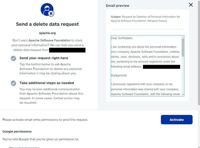 The Allstate Digital Footprint feature sending a delete data request on your behalf.