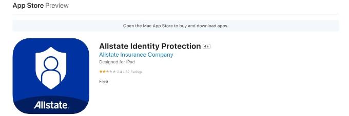 The Allstate Identity Protection app on the Apple App Store.