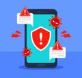 An illustration of cybersecurity threats discovered on a smartphone. Some may be false positives, or incorrectly flagged legitimate programs.