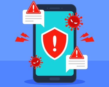 An illustration of cybersecurity threats discovered on a smartphone. Some may be false positives, or incorrectly flagged legitimate programs.