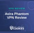 A blue background with images of locks and shields with the text &quot;VPN Review Avira Phantom VPN Review&quot; and the All About Cookies logo. 