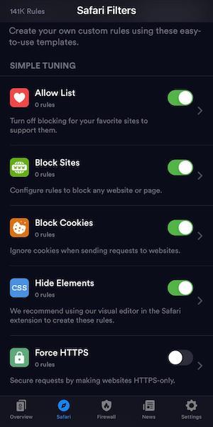 1Blocker is an excellent ad blocker for Safari and offers multiple filters for the iOS and macOS browser.