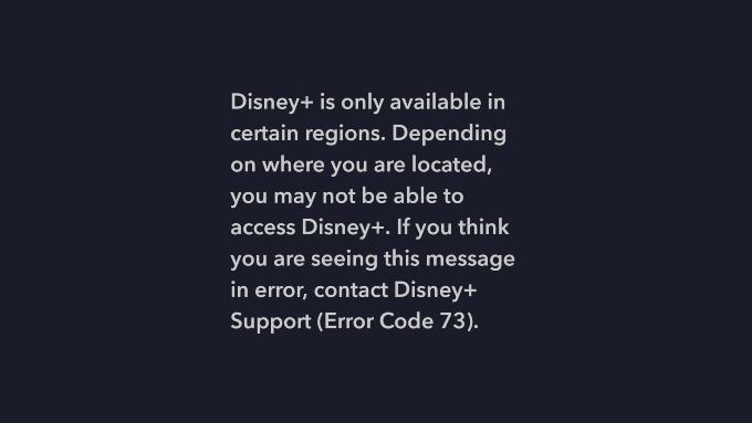 Disney+ error message.