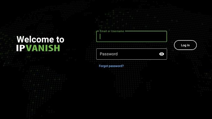 IPVanish login page.