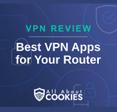 A blue background with images of locks and shields with the text &quot;VPN Review Best VPN Apps for Your Router&quot; and the All About Cookies logo. 