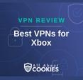 A blue background with images of locks and shields with the text &quot;VPN Review Best VPNs for Xbox&quot; and the All About Cookies logo. 