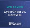 A blue background with images of locks and shields with the text &quot;VPN Review CyberGhost vs. NordVPN&quot; and the All About Cookies logo. 