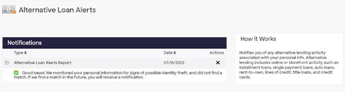 We received an alternative loan alerts report after enrolling in Discover Identity Theft Protection.