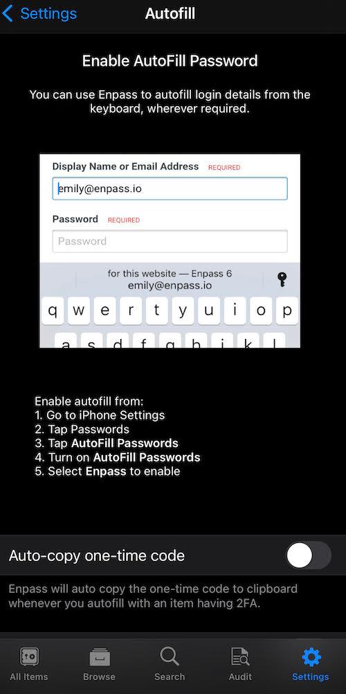 Enpass includes an autofill feature that fills in your login information when you access a site.