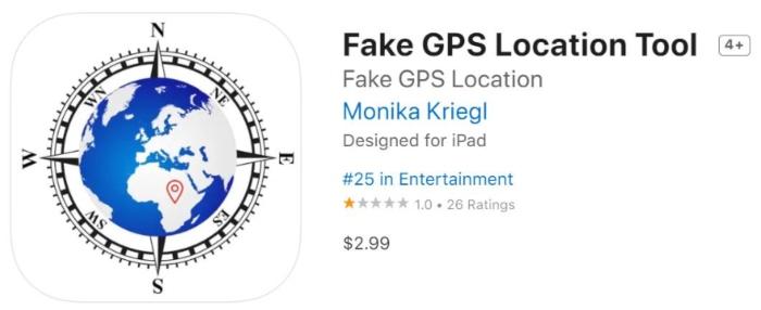 Screenshot of a GPS spoofing app