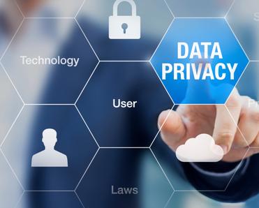 Graphic showing data privacy with a padlock