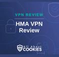 A blue background with images of locks and shields with the text &quot;VPN Review HMA VPN Review&quot; and the All About Cookies logo. 