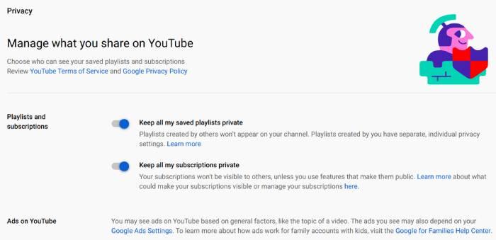 The Privacy page on YouTube.