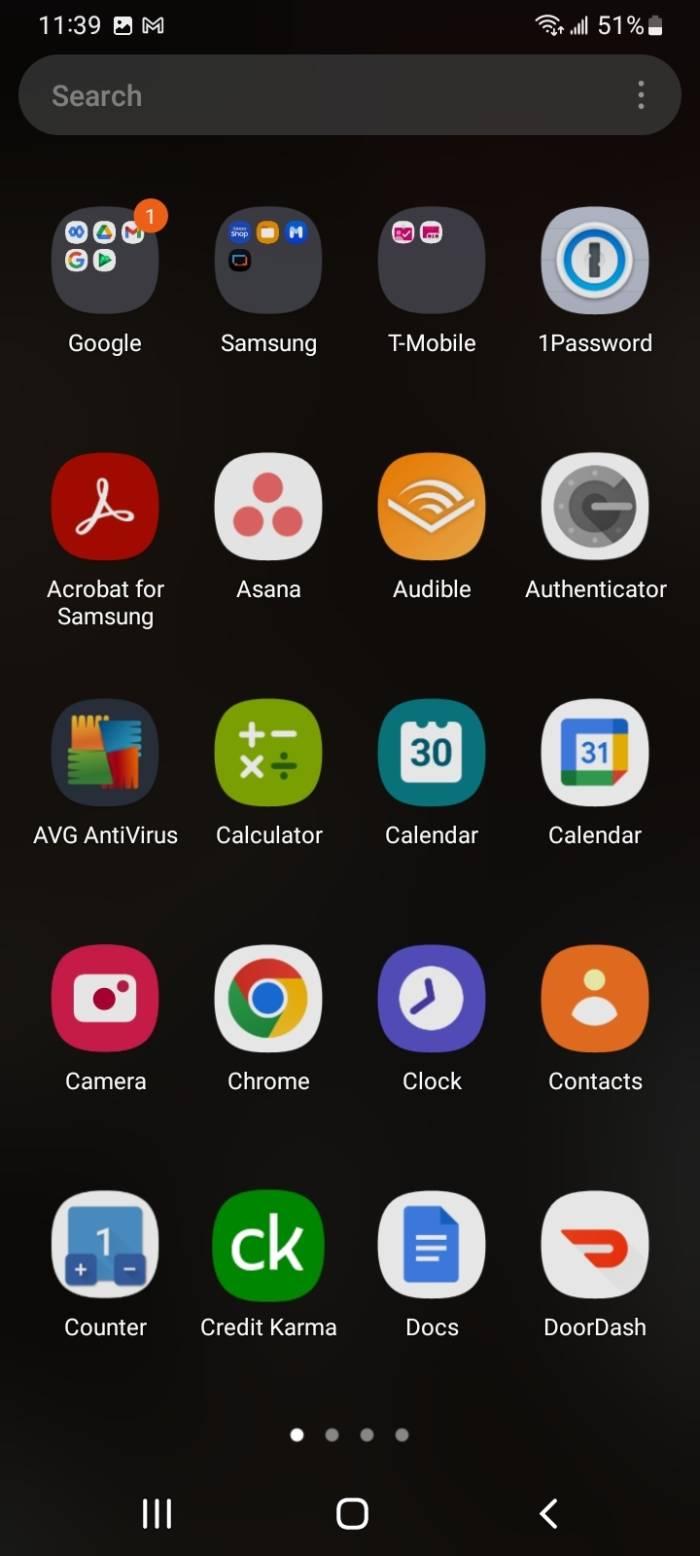 A screenshot of the apps page on an Android phone. 
