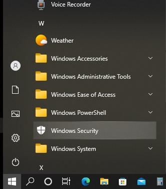 Screenshot of Windows Security