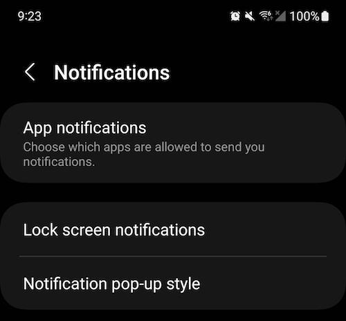 From your Android device’s Settings, you can turn off notifications by tapping Notifications and then App notifications.