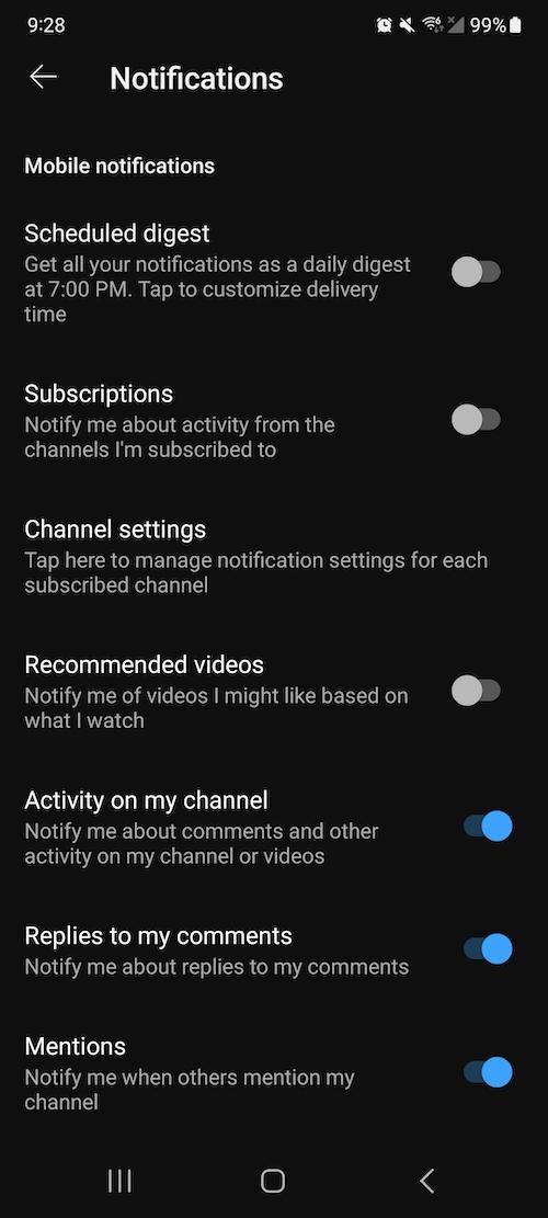 Look for the Notifications option, then select it and turn off or on individual types of notifications.