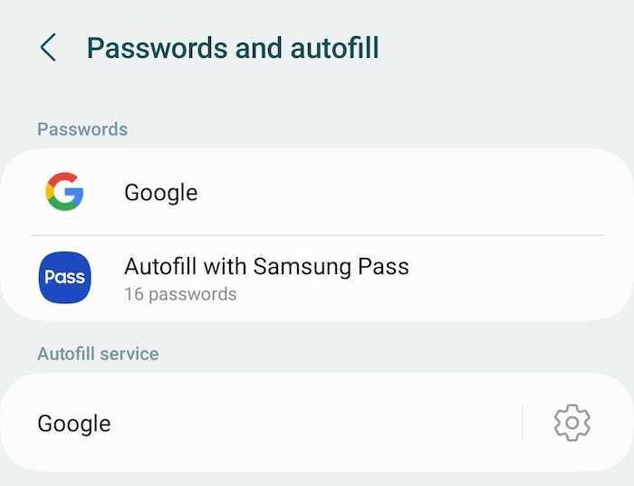 On your Android phone, choose which password manager you want to open: Google or Samsung Pass.