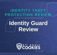 A blue background with images of locks and shields with the text &quot;Identity Theft Protection Review Identity Guard  Review&quot; and the All About Cookies logo. 