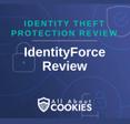 A blue background with images of locks and shields with the text &quot;Identity Theft Protection Review IdentityForce Review&quot; and the All About Cookies logo. 