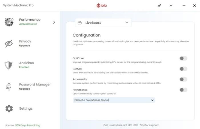 Iolo LiveBoost tool could be a good option for optimizing your processing power and electricity consumption.