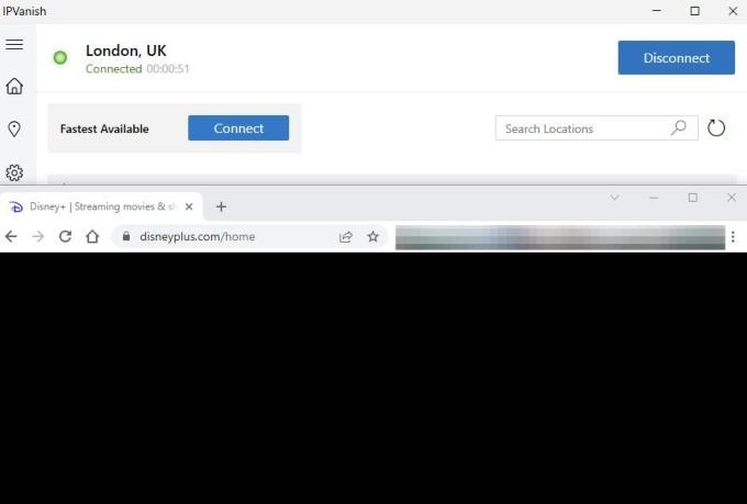 We connected to an IPVanish London server and tried to load Disney+, but had no luck getting the service to work.