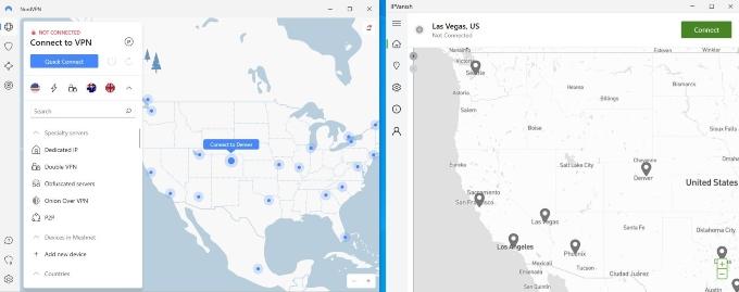 Both IPVanish and NordVPN make it easy to click on the map to select a server location, but IPVanish's map kept randomly reloading.