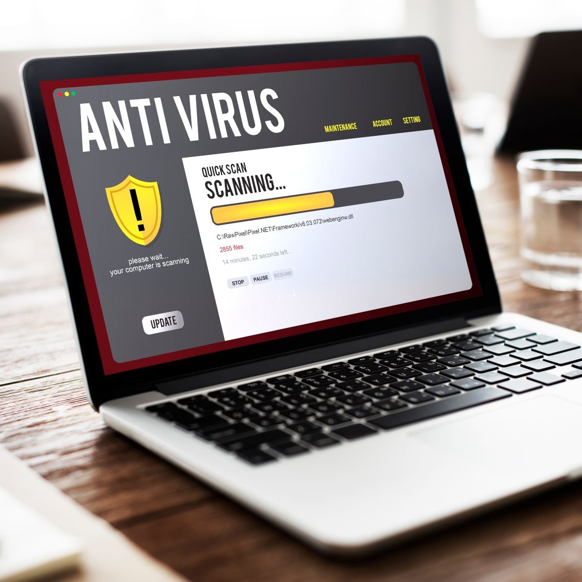 Laptop with antivirus running