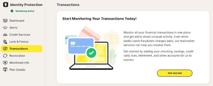 Depending on your LifeLock plan, you can receive extensive financial transaction monitoring.