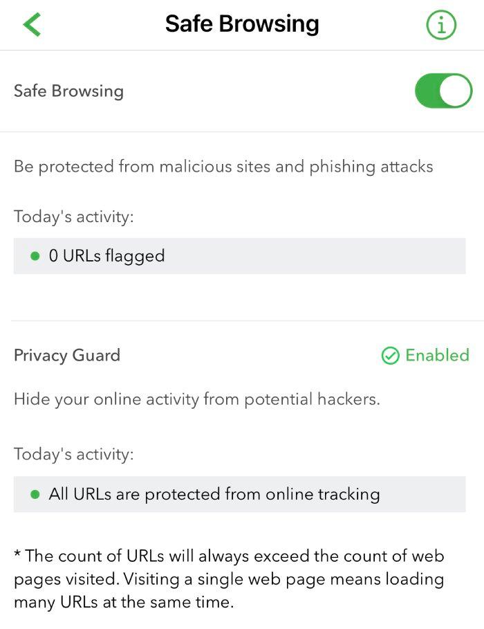 Lookout Mobile Security's Safe Browsing feature page.