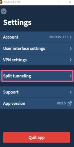 Mullvad's split tunneling feature lets you choose which apps get to disregard the VPN connection.