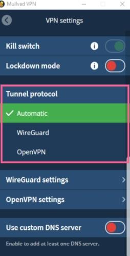 Mullvad uses OpenVPN and WireGuard VPN protocols, which are both highly secure.