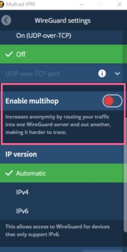 Mullvad lets you use the multihop, or double VPN, feature to add more layers of encryption to your connection.