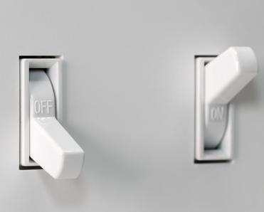 White wall with on and off switches