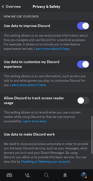You can turn off Discord's data logging to protect your child's privacy on the app.