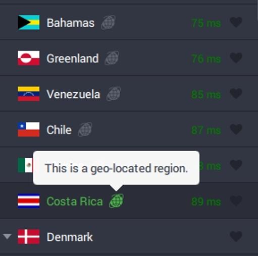 PIA VPN also includes geo-located servers, which means the server isn't physically located in that country, but can still make it seem like you're logged in at that location.