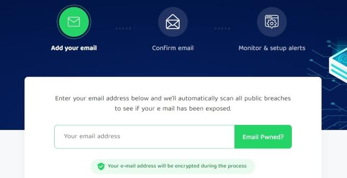 The PIA Identity Guard feature lets you enter your email addresses so they can be monitored for potential data breaches.