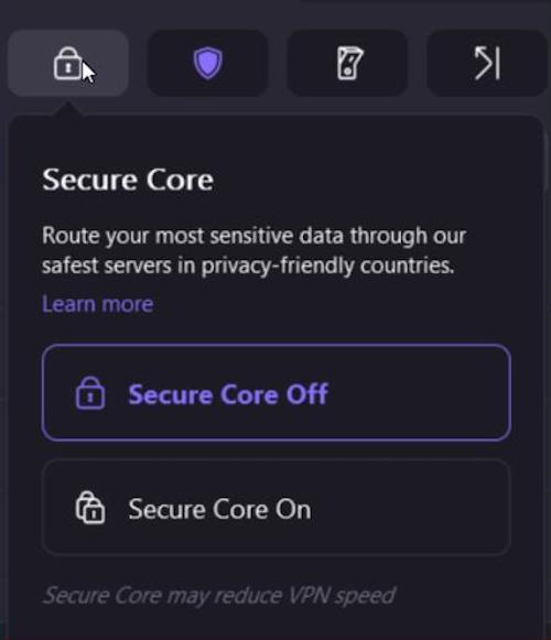 Secure Core is Proton VPN's version of a double VPN, which passes your online traffic through two or more VPN servers for extra security.