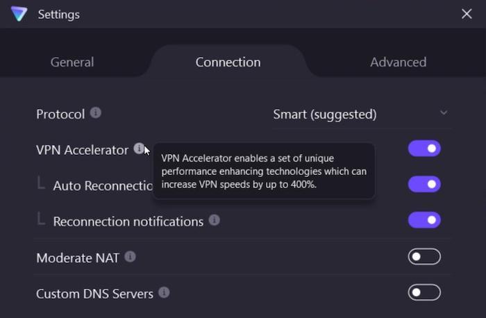 Proton VPN offers a VPN accelerator feature that could increase your VPN speed by up to 400%.