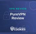 A blue background with images of locks and shields with the text &quot;VPN Review PureVPN Review&quot; and the All About Cookies logo. 