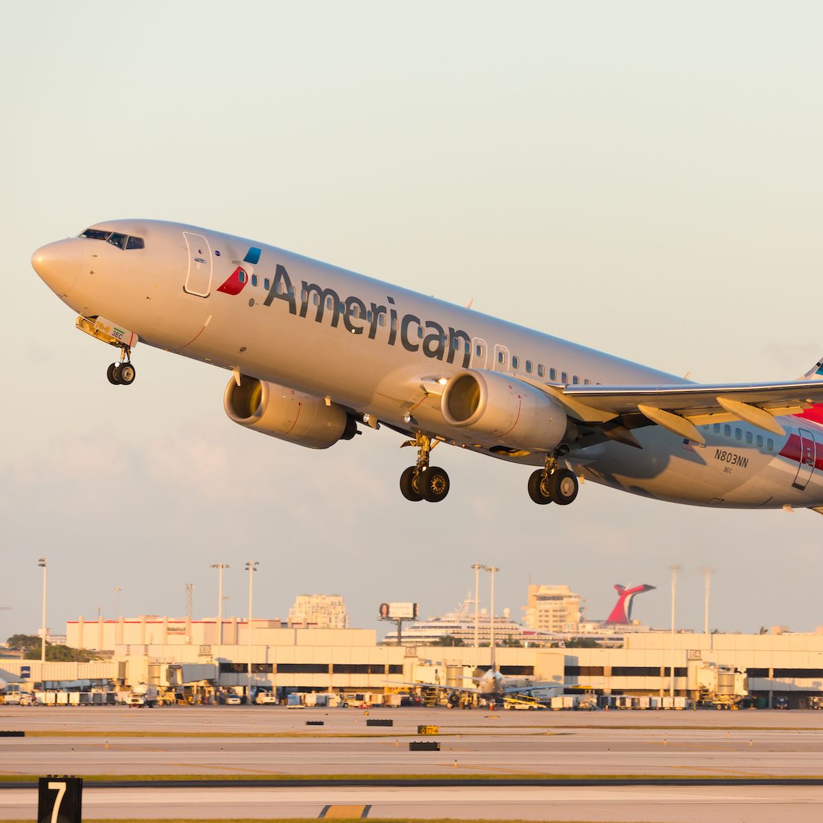 An American Airlines jet lands at the Fort Lauderdale, Florida, airport. American Airlines was involved in a data breach in July 2022.