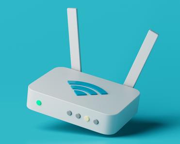 Small white and blue toy wifi device with antennas
