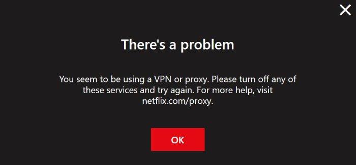 A Netflix error page that pops up while using TunnelBear VPN from the U.S. to the U.S., U.S. to the U.K., and U.S. to Canada.
