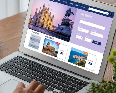 A person searches an online travel agency website for flights and hotels, both of which can be found at cheaper prices when using a VPN.