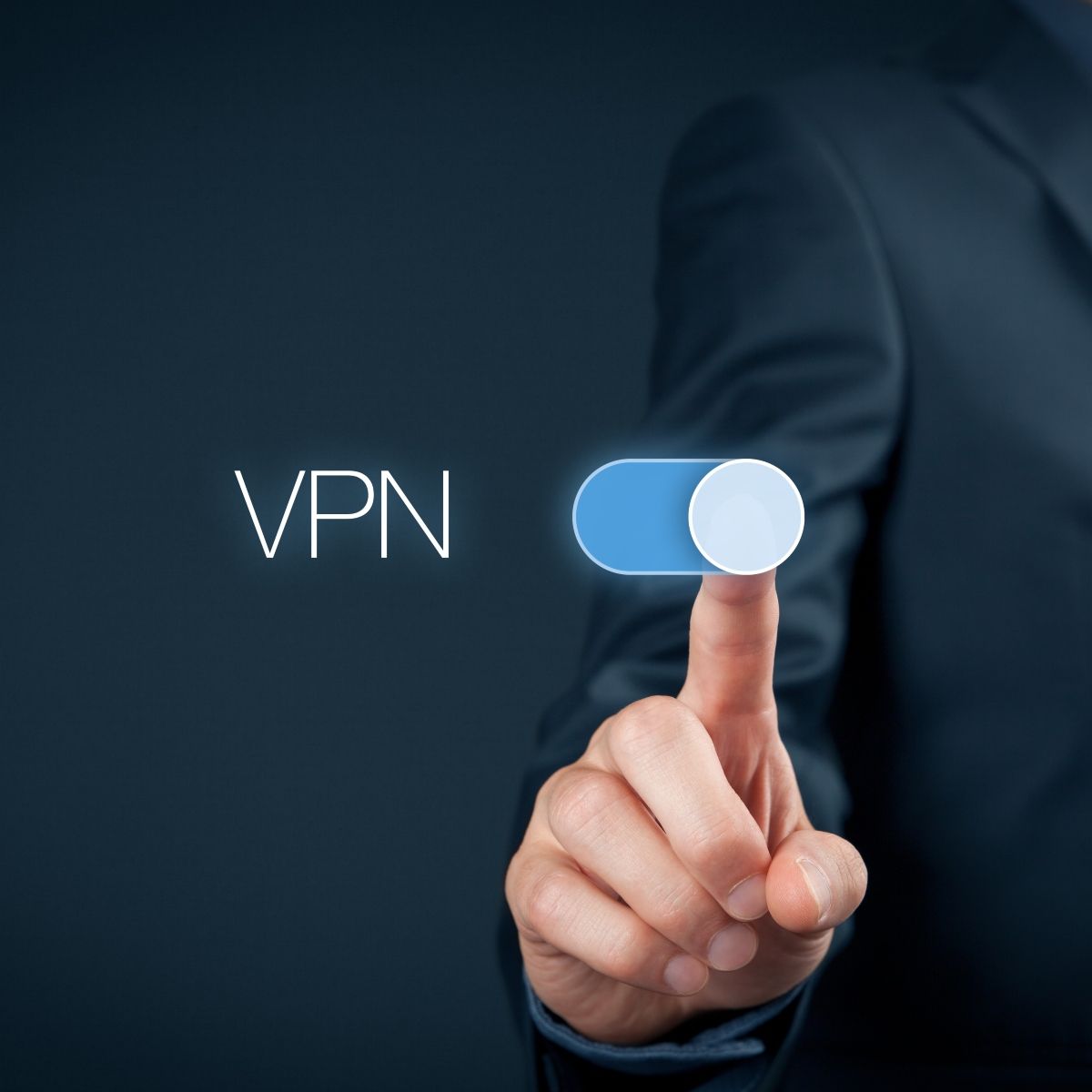 Finger pressing on and off button for VPN 