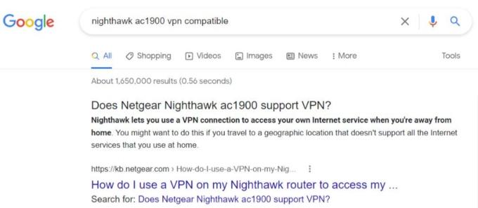 Google search of a router along with the words "vpn compatible"