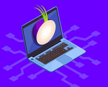 An illustration of an onion on a computer to represent Onion over VPN