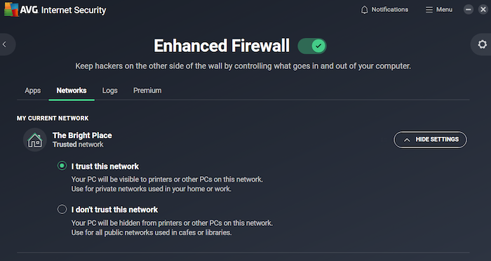 AVG's Enhanced Firewall also monitors your network connections for any vulnerabilities.